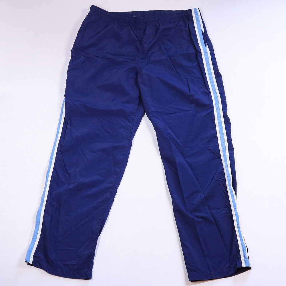 LL Bean Track Pants Mens Large Navy Blue Supplex Nylon Side Stripe Wind Pants L